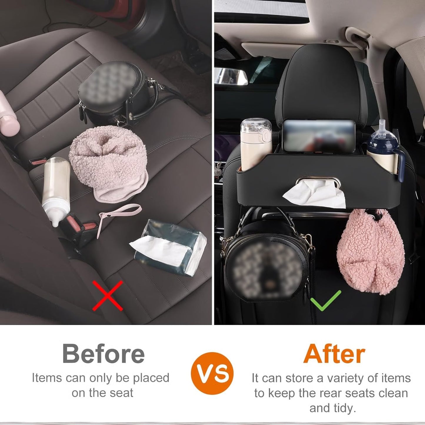 QIAWI™ 3-in-1 Car Backseat Organizer – Keep Your Ride Clean & Organized!