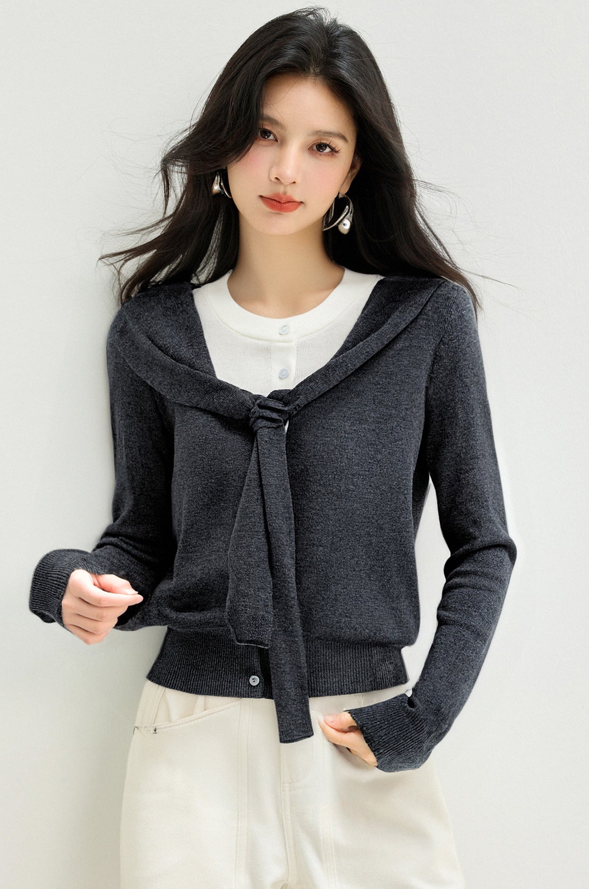 Fashion Knit Color-Blocked Mock Two-Piece Top