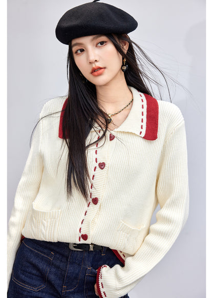 Casual Knit Cardigan with Turn-down Collar for WomenOversized Sweater TopAutumn/Winter Fashion Outerwear