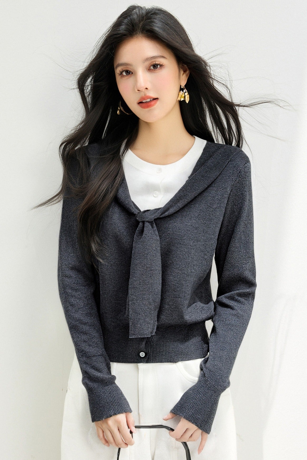 Fashion Knit Color-Blocked Mock Two-Piece Top