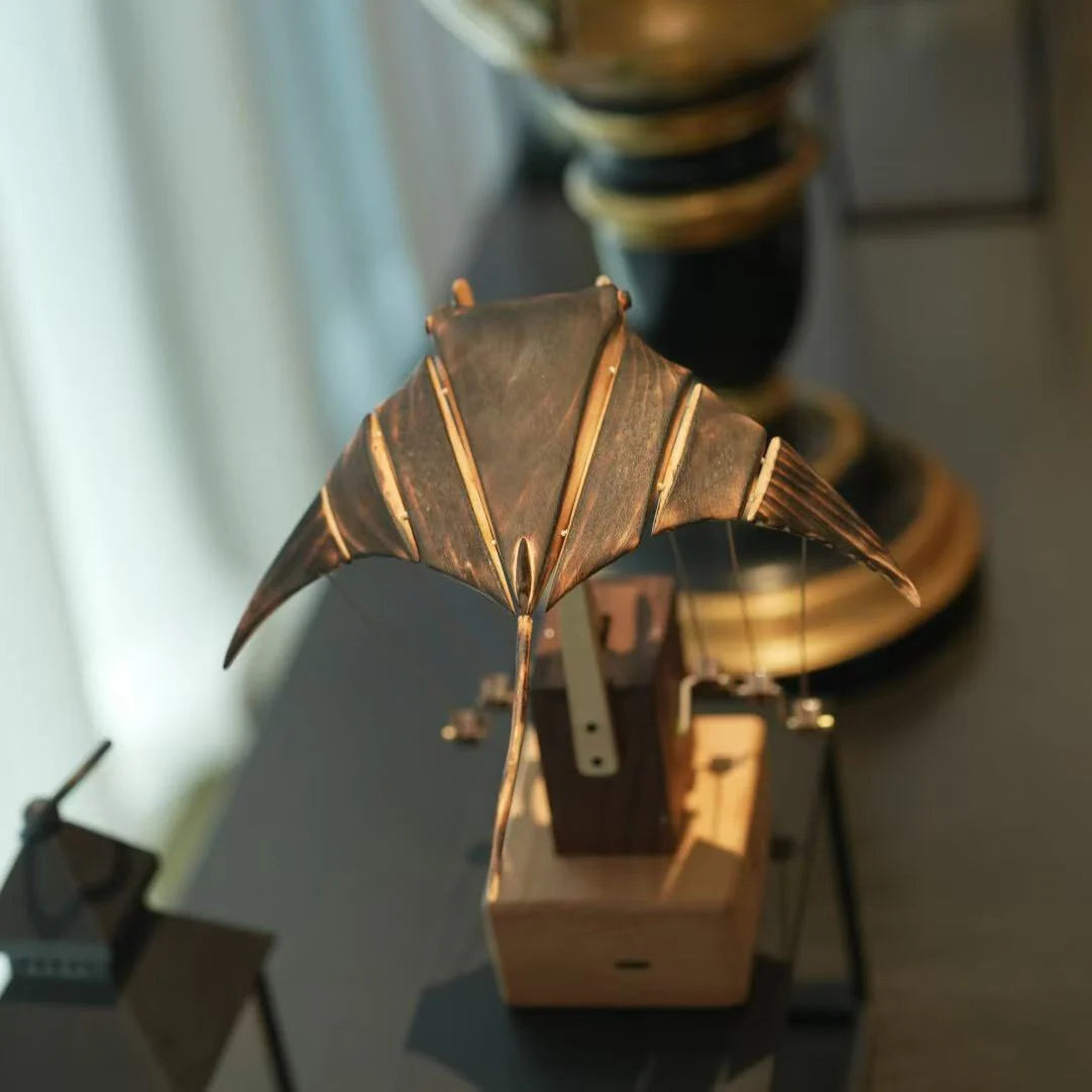 🎁Upgraded Version Handmade Wooden Electric Bionic Manta Ray Ornament